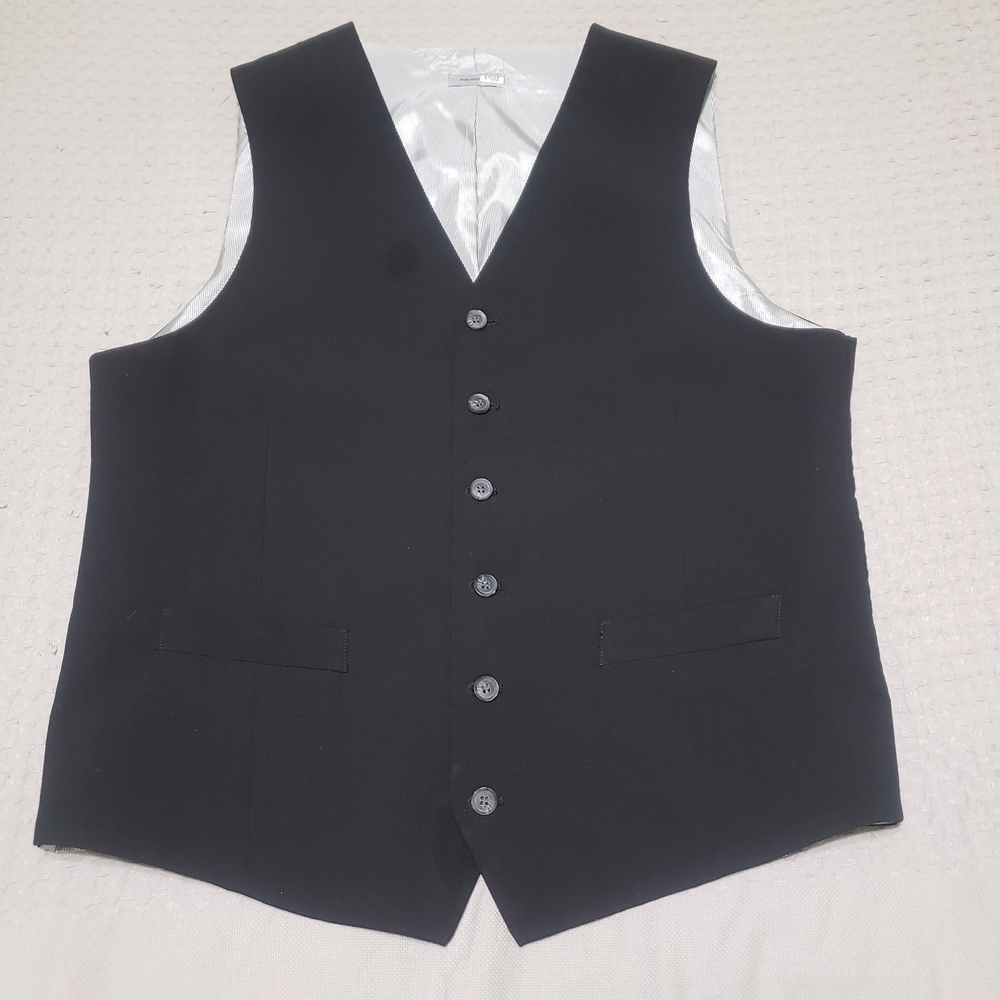 J.Ferrar Slim Fit Suit Vest Waistcoat Pinstripe Grey Black Size M